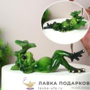 YX-П / Статуэтка «Лягушка отдыхает» сочно-зеленая 6см полистоун YX5121 
