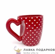 Кружка чайная - дизайн «Сердце» 550 мл. цв. красный 9666 