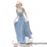 Seltmann / Статуэтка «Дама в бальном платье, с собачкой» 26 х 15 см. голубой + позолота ХР_026 