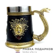 П-М / Кружка пивная «Медуза - гаргона» 600 мл. цв. черный (металл внутри) 3050 