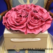 Подушка декоративная «Букет» 35 х 35 см. лен, цвет розовый 8_R_052 