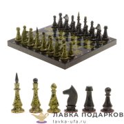 УК / Шахматы из камня «Торнамент» 40 х 40 см. змеевик (в кейсе) 