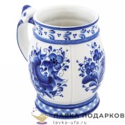 Гжель / Кружка пивная «Праздничный» 650 мл, 12 х 13 х 09 см. авт.Сухорукова Е. Б. 