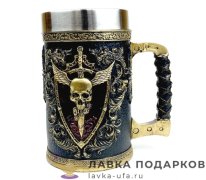 П-М / Кружка пивная «Череп - герб» 600 мл. цв. черный (металл внутри) 3049 