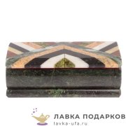 Камень / Шкатулка с зеркалом «Мозаика» 15 х 07 х 06 см. змеевик +офиокальцит +мрамор +лемезит 5987 
