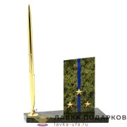 УК / Письменный набор из камня «Погон - старший лейтенант СК, ВС» 19 х 06 х 16 см. змеевик 1317093 