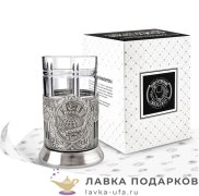 КМН / Подстаканник Кольчугино «Миру Мир» со стаканом (хрусталь), никель, Советский 