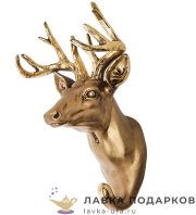 П / Скульптурная вешалка «Олень - голова» В20 см полистоун бронза БФ-137 