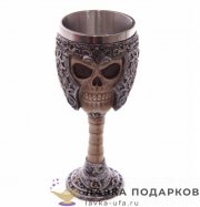 П-М / Бокал на ножке «Череп в доспехах» 200 мл. 19 х 08 см (металл внутри) 4272 