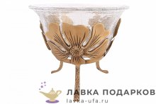 Винтаж / Ваза латунная со стеклом «Цветы» антик 25 х 20 х 20 см. В_4010_2 
