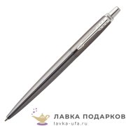 Подарочный набор Parker: ручка Jotter Steel GT и коричневый ежедневник «кроко» + пакет 
