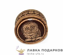 НП / Берестяная шкатулочка «Сова» 06 х 06 х 03 см. (авт. Глазунов) Б020030 