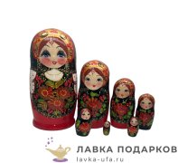 СР / Матрешка буклетная «Сударыня» 7 кукол, 21 см. цветы на красном 
