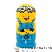 СР / Матрешка с авторской росписью «Миньон» 5 мест, 18 см  желто-голубая 