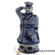 Гжель / Штоф «Милиционер»1600 мл. 32 х 17 х 15 см. авт. Рыженок А.В. 