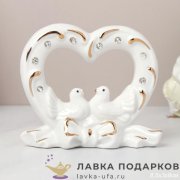 B-Ф / Статуэтка «Влюбленные голуби» белая со стразами 8 см фарфор B2687 