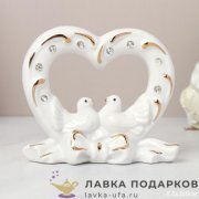 B-Ф / Статуэтка «Влюбленные голуби» белая со стразами 8 см фарфор B2687 