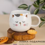 Креативная чайная кружка «Котик» 350 мл. керамика цв. белый 8629 