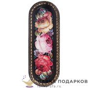 НП Ж / Поднос жостовский узкий «Яркий» 21 х 08 см. темный фон НХПР_А_4 
