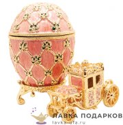 NB / Яйцо пасхальное «Герб» + карета 7 см. цв. розовый HJD0725A-1+HJD0767-1 