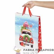 УП / Пакет подарочный «Новый год Арт» 33х13х45см картон ассорти вертикальный большой 592129 
