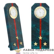 УК / Настольные часы «Погон майор СК ВС» 6х15см змеевик ведомственные сувенирные 6628мс 