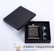 Фляга подарочная 240 мл. в наборе «Герб России» (+ 2 стопки +воронка) 513.754 