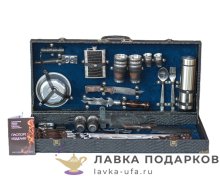 КР / Набор для пикника на 6 персон (51 предмет) кейс 80 х 10 х 33 см. велюр синий (10) 