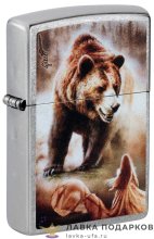 Zippo / Зажигалка «Медведь» 56 х 36 х 12 мм. серебристый 48330 