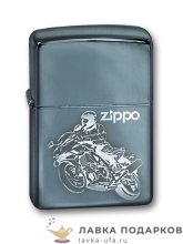 Zippo / Зажигалка 150 «Мото с лого Zippo» 56 х 36 х 12 мм. хром полированный  