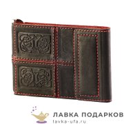 Макей / Зажим для  денег из натур. кожи на магнитах «Кардинал» 11 х 08 см. цв.коричневый 068_0704 М 