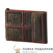 Макей / Зажим для  денег из натур. кожи на магнитах «Кардинал» 11 х 08 см. цв.коричневый 068_0704 М 