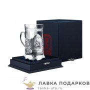 КМС / Подстаканник Кольчугино «Георгий Победоносец» со стаканом (хрусталь), серебрение, Меценат 
