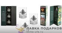 Олово / Стаканы для виски с оловянным барельефом «Слава защитникам» в наборе (3 шт) + футляр башня 