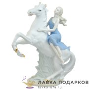 HP / Статуэтка фарфоровая «Девушка на лошади верхом» 30х21 см — НР-030-В 