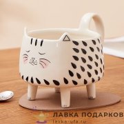 ПС / Кружка чайная «Кот на ножках» 350мл керамика белый 8784 