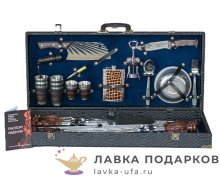 КР / Набор для пикника на 6 персон (45 предметов) кейс 80 х 10 х 33 см.велюр синий (16) 
