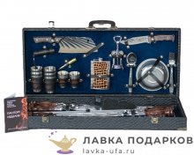 КР / Набор для пикника на 6 персон (45 предметов) кейс 80 х 10 х 33 см.велюр синий (16) 