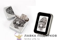 КП / Чехол для зажигалки Zorro 06 х 04 х 03 см. кожа цв. коричневый ( + кремни + фитиль)  
