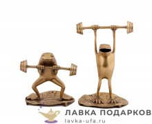 Скульптура латунная «Лягушка - качок» 17 х 09 см. антик МИКС-2  Ст_4260 
