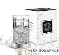 КМС / Подстаканник Кольчугино «Рыбак» со стаканом (хрусталь), серебрение, Советский 
