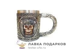 П-М / Кружка пивная «Скелет - Телец» 450 мл. цв. хром (металл внутри) 4270_Р 
