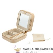 Jardin / Шкатулка для украшений на молнии «Таблетка» 13 х 13 х 06 см. бежевый P_6236 