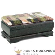 Шкатулка из камня «Ларец» 19 х 10 х 06 см. крышка - мозаика, змеевик  2012 