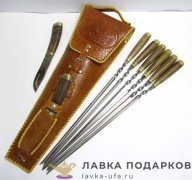 ПО / Шампура на деревянной ручке с литьем «Кленовый лист» (6 шт.) 