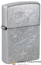 Zippo / Зажигалка бензиновая Zippo 48595  «Акулы худ. Гай Харви» цв. хром серебристый 