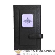 Макей / Визитница настольная с накладкой стальной «Герб МВД», цвет черный 006_09_16 