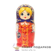 НП-М / Матрешка загорская «Красный сарафан», 5 мест, 18 см. синий платок 
