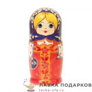 НП-М / Матрешка загорская «Красный сарафан», 5 мест, 18 см. синий платок 