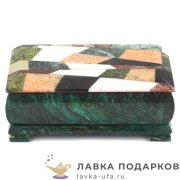 Камень / Шкатулка с зеркалом «Мозаика» 19 х 10 х 06 см. змеевик 0520 